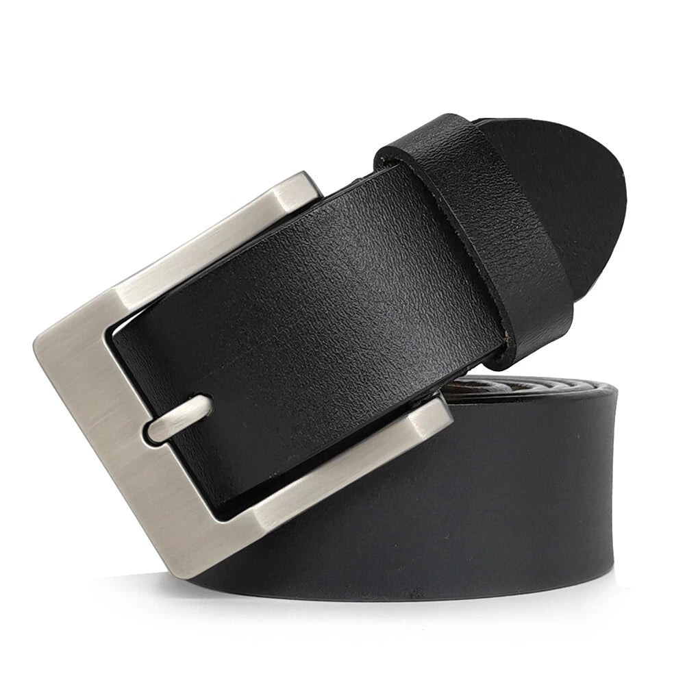 Handmade Brown Leather Belt for Men Classic Buckle