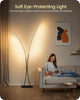 Black Arc Floor Lamp with Remote, Dual Dimmable LED Lights