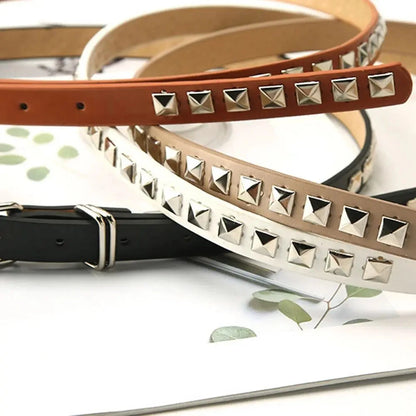 Women faux leather belt with metal studs