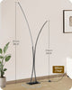 Black Arc Floor Lamp with Remote, Dual Dimmable LED Lights