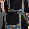 Womens denim jumpsuit with sunflower print overalls
