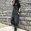 Baggy denim overall dress for women loose retro fit