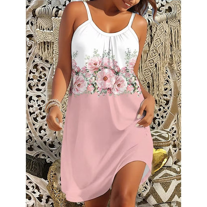 Summer Sleeveless Floral Print Women Sundress