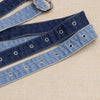 Dual Tone Round Buckle Denim Belts For Women