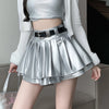 Silver metallic faux leather mini skirt
