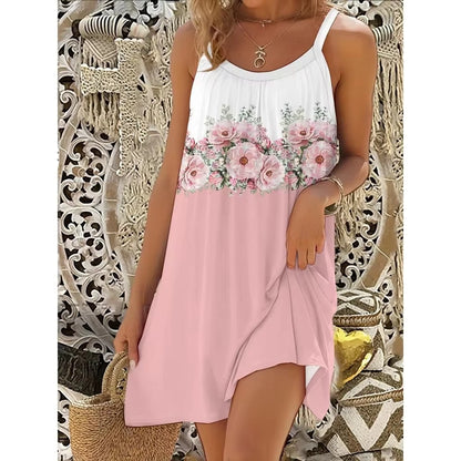 Summer Sleeveless Floral Print Women Sundress