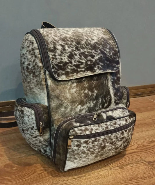Real Tricolor Cowhide Backpack Western Style