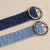Dual Tone Round Buckle Denim Belts For Women