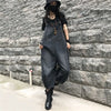 Baggy denim overall dress for women loose retro fit