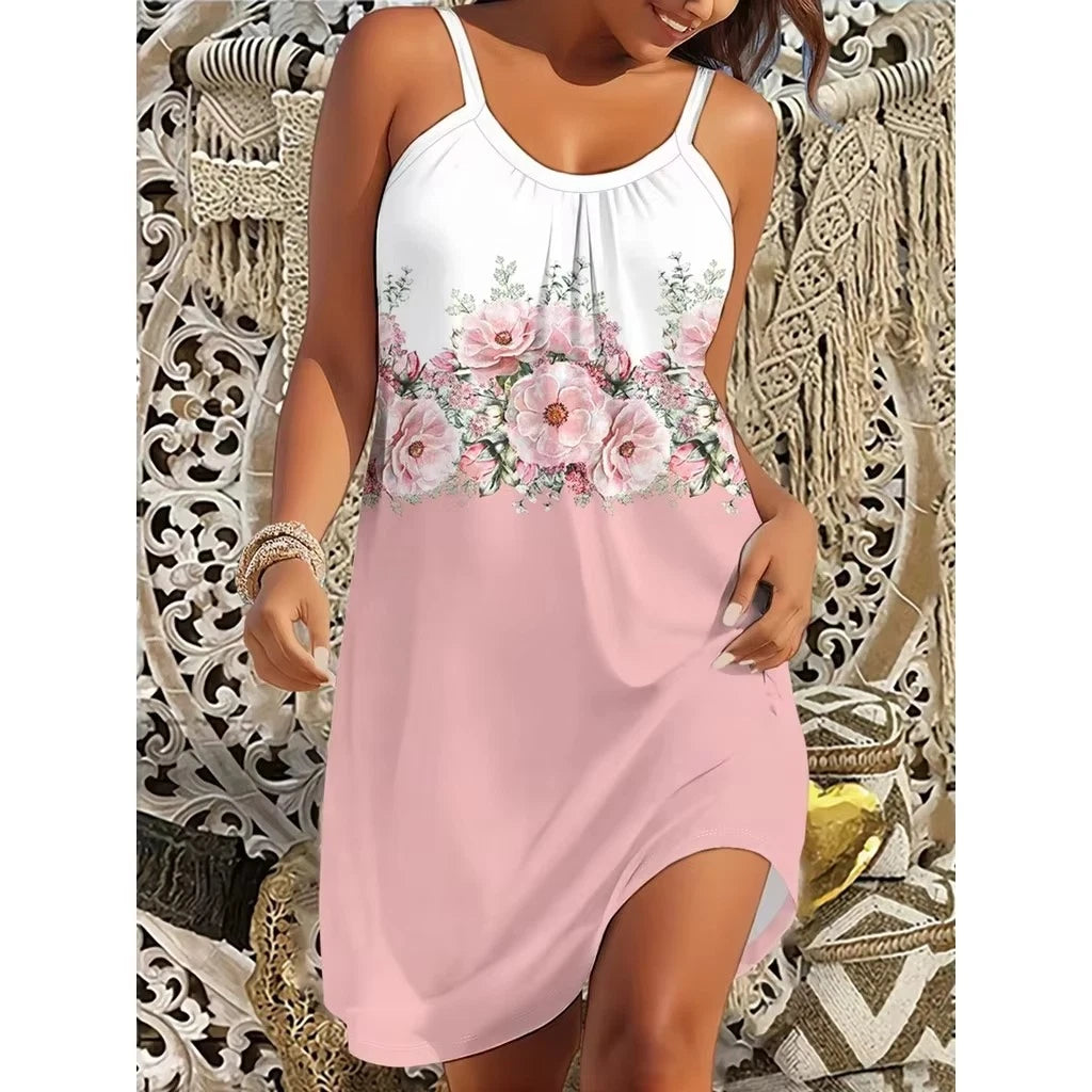 Summer Sleeveless Floral Print Women Sundress