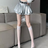 Silver metallic faux leather mini skirt