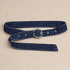 Dual Tone Round Buckle Denim Belts For Women
