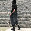 Baggy denim overall dress for women loose retro fit