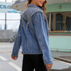 Women's Rivet Studded Denim Jacket with Tassel Fringe