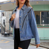 Women's Rivet Studded Denim Jacket with Tassel Fringe