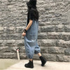 Baggy denim overall dress for women loose retro fit