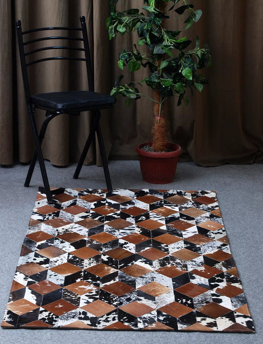 cowhide hair on leather patchwork area rugs