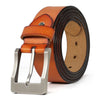 Handmade Brown Leather Belt for Men Classic Buckle