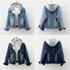 Retro Blue Fur Lined Jean Jacket with Hoodie