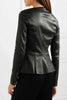 Black Leather Jacket for Women in Lambskin Collarless Design