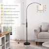 Modern Black Arc Floor Lamp Linen Shade For Living Room