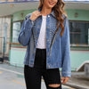 Women's Rivet Studded Denim Jacket with Tassel Fringe