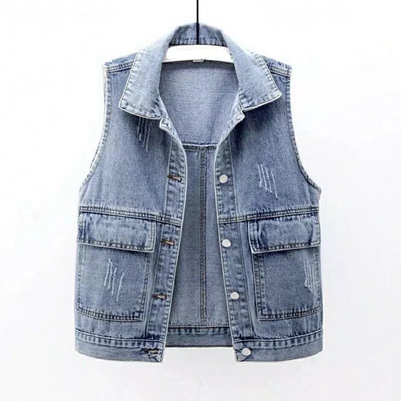 Vintage Denim Waistcoat Vest for Women
