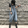 Baggy denim overall dress for women loose retro fit Light Wash M