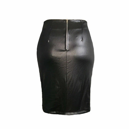 Faux leather mini skirt with lace-up front