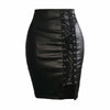 Faux leather mini skirt with lace-up front