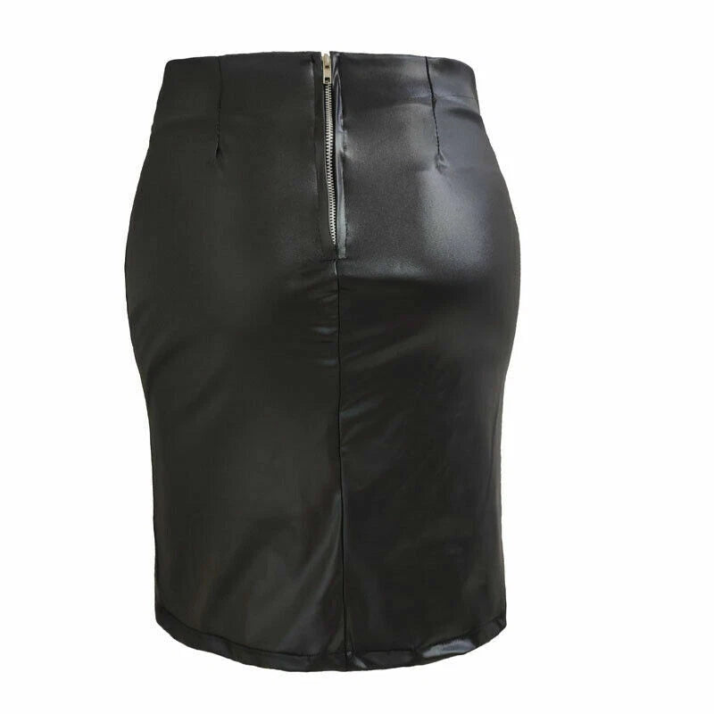 Faux leather mini skirt with lace-up front