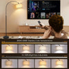Modern Black Arc Floor Lamp Linen Shade For Living Room