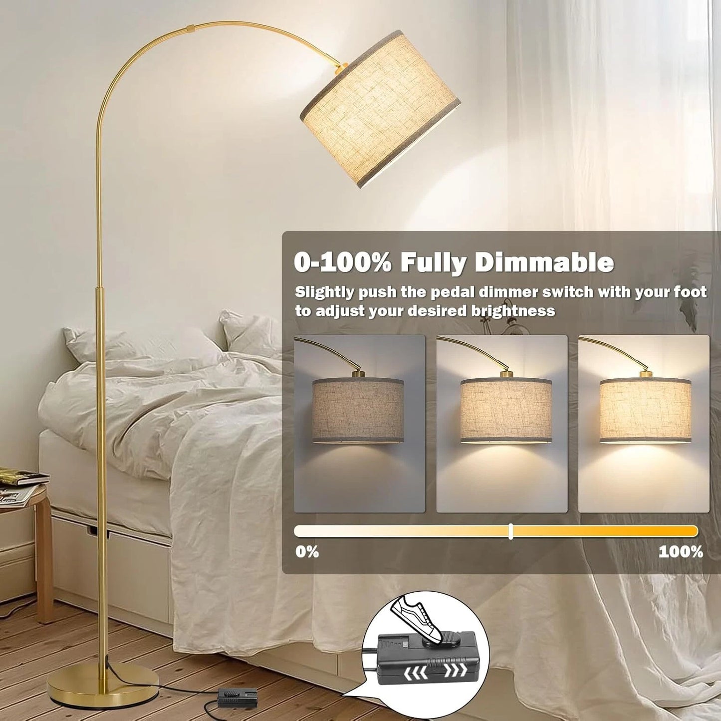 Curved Standing Gold Arc Lamp for Living Room