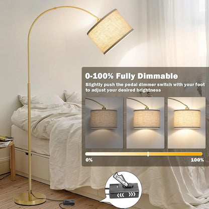 Curved Standing Gold Arc Lamp for Living Room