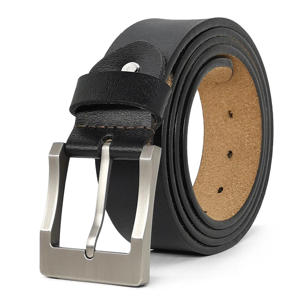 Handmade Brown Leather Belt for Men Classic Buckle