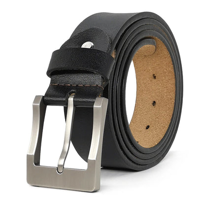 Handmade Brown Leather Belt for Men Classic Buckle