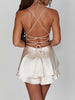 Satin Silk Women Cami Playsuit Dress Mini Romper for Summer
