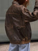 Women Oversized Leather Jacket Brown Distressed Vintage A2 Bomber