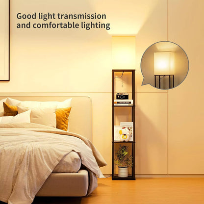 Corner Standing Lamp with Storage for Bedroom & Living Room