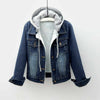 Retro Blue Fur Lined Jean Jacket with Hoodie