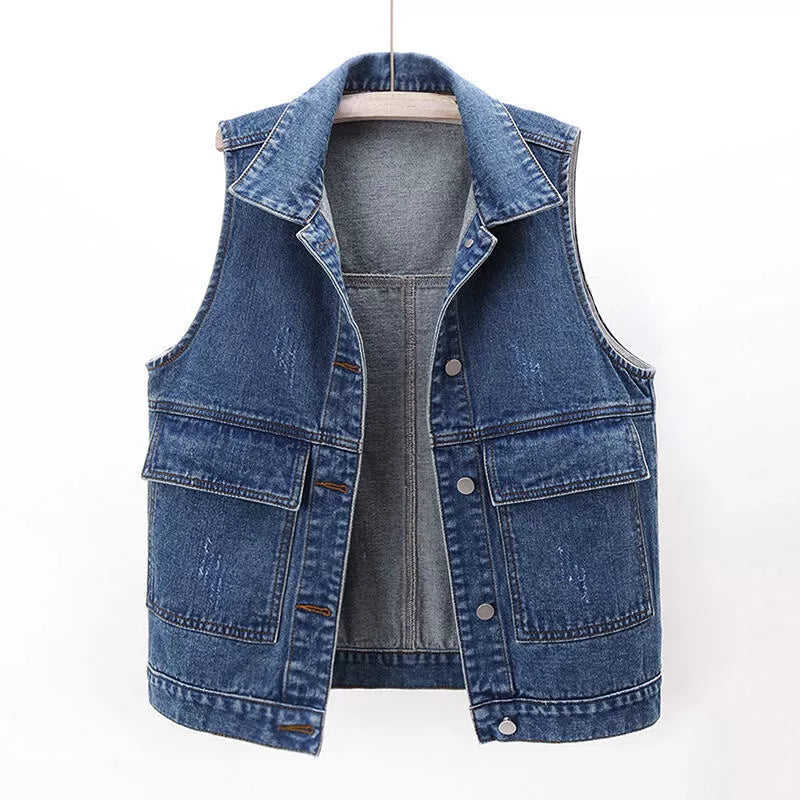 Vintage Denim Waistcoat Vest for Women