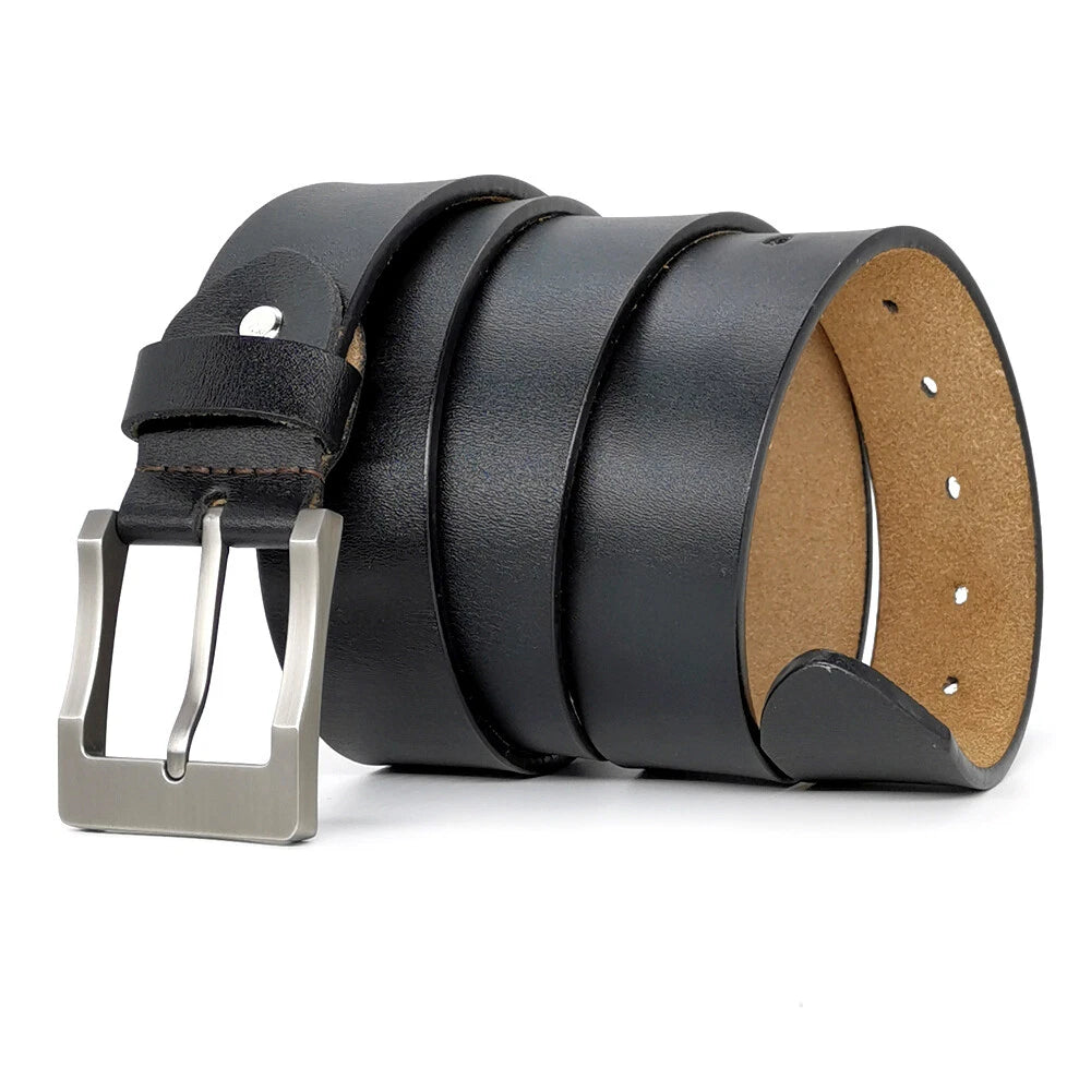 Handmade Brown Leather Belt for Men Classic Buckle