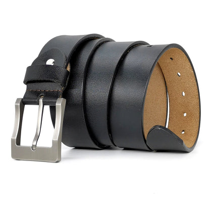 Handmade Brown Leather Belt for Men Classic Buckle