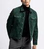 Men’s Dark Green Suede Trucker Jacket Matte Finish