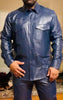 Blue Leather Men Shirt