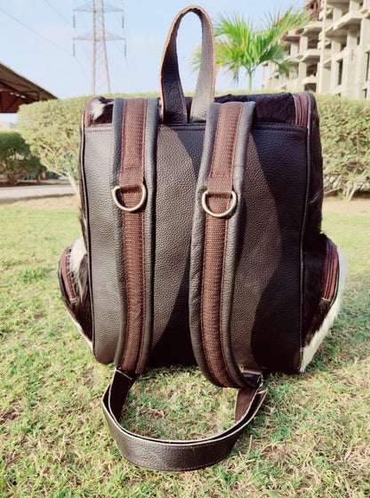 Cowhide Knapsack For Backpacking Tricolor