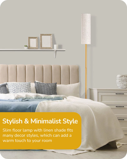 Corner Reading Floor Lamp with Remote Gold Standing Light