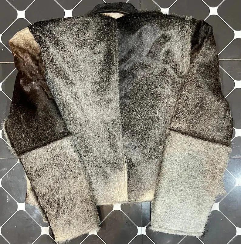 Women’s Hair-On Cowhide Grey Leather Jacket
