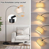 Modern Black Arc Floor Lamp Linen Shade For Living Room