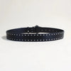 Women's studded black leather belt for jeans